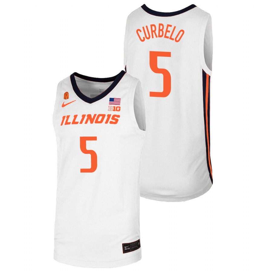 Men's Illinois Fighting Illini Andre Curbelo College Basketball Jersey White