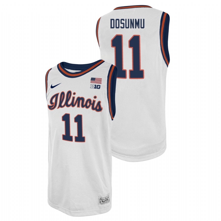 Men's Illinois Fighting Illini Ayo Dosunmu College Basketball 2021 Swingman Player Jersey White