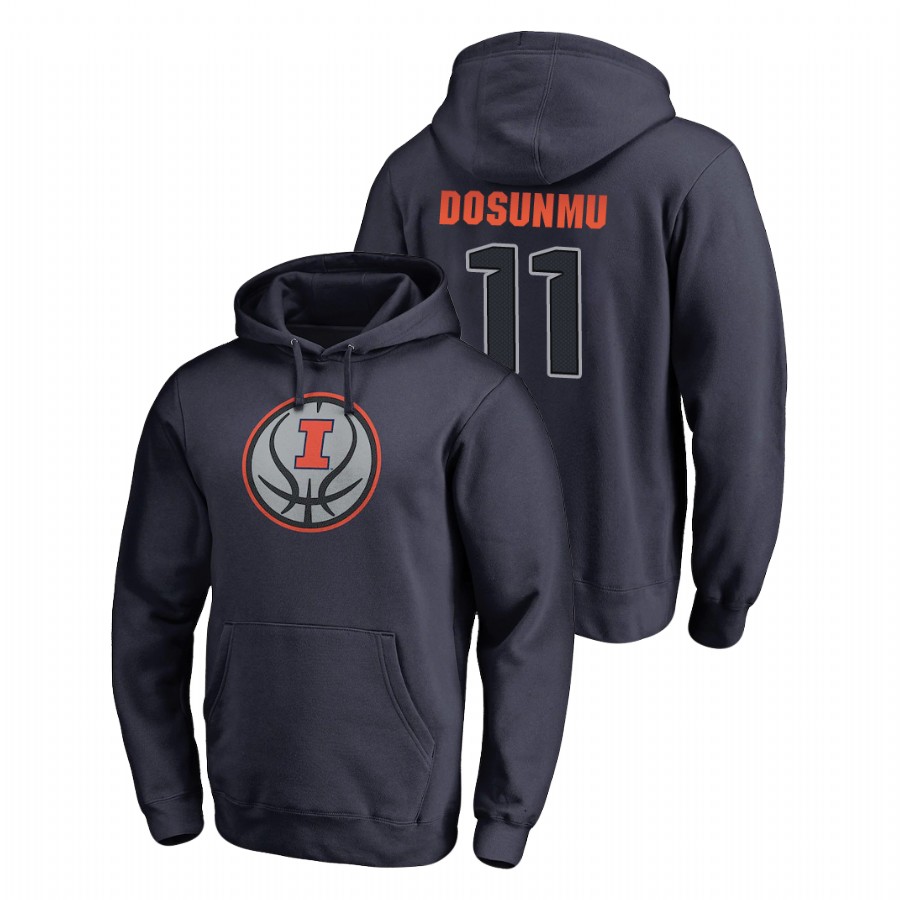 Men's Illinois Fighting Illini Ayo Dosunmu Navy Name & Number Basketball Pullover Hoodie