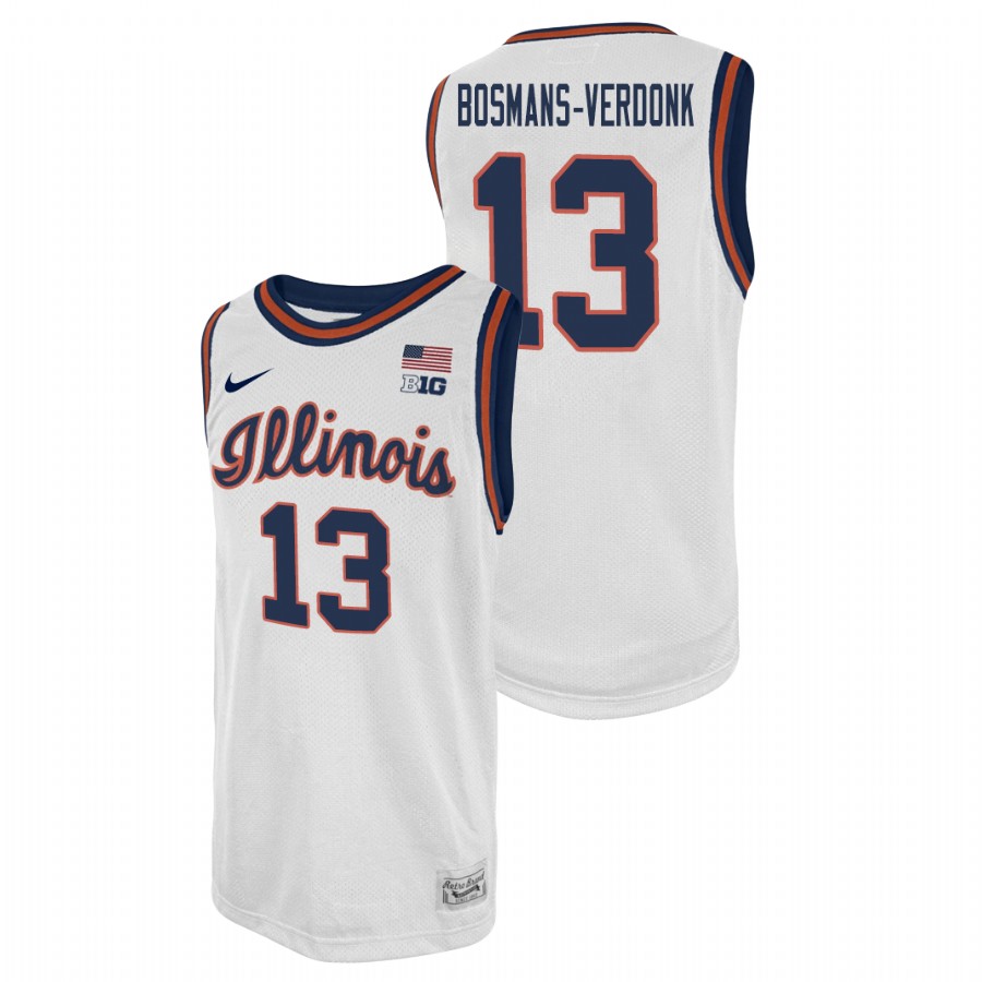 Men's Illinois Fighting Illini Benjamin Bosmans-Verdonk College Basketball 2021 Swingman Player Jersey White
