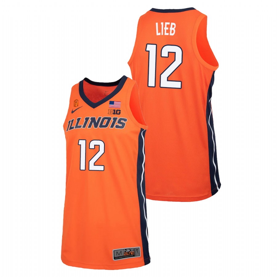 Men's Illinois Fighting Illini Brandon Lieb College Basketball 2021 Replica Jersey Orange