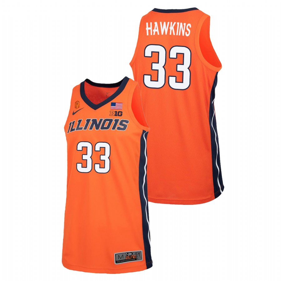 Men's Illinois Fighting Illini Coleman Hawkins College Basketball 2021 Replica Jersey Orange