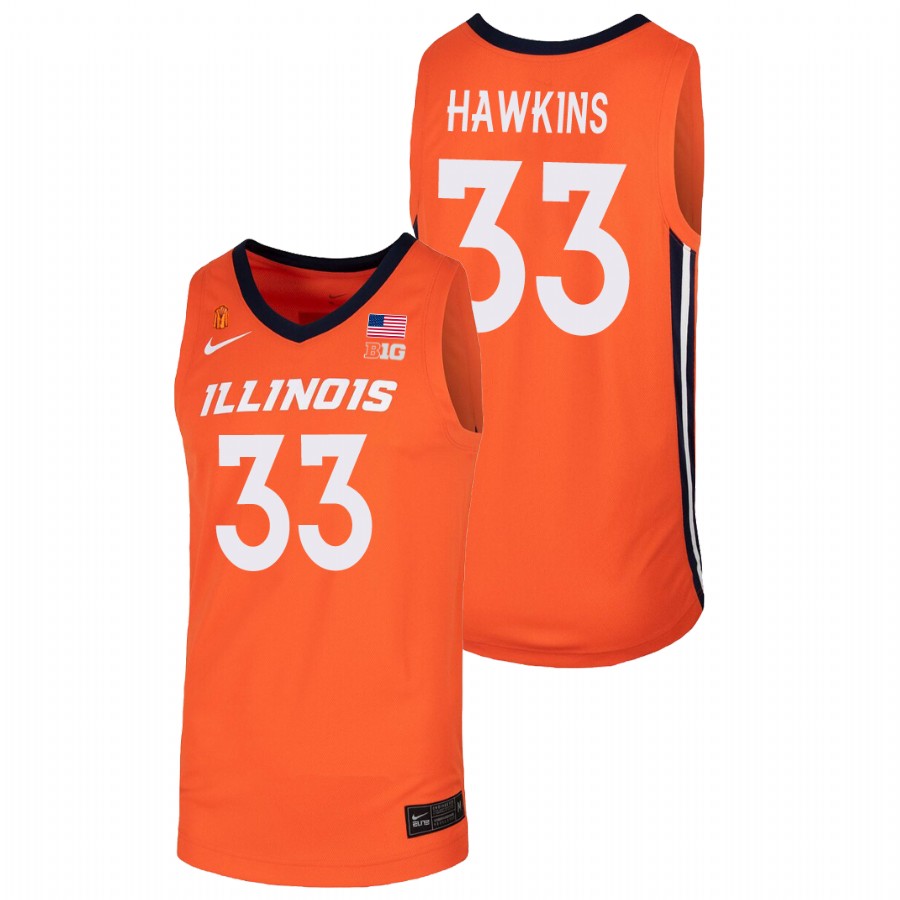 Men's Illinois Fighting Illini Coleman Hawkins College Basketball Jersey Orange