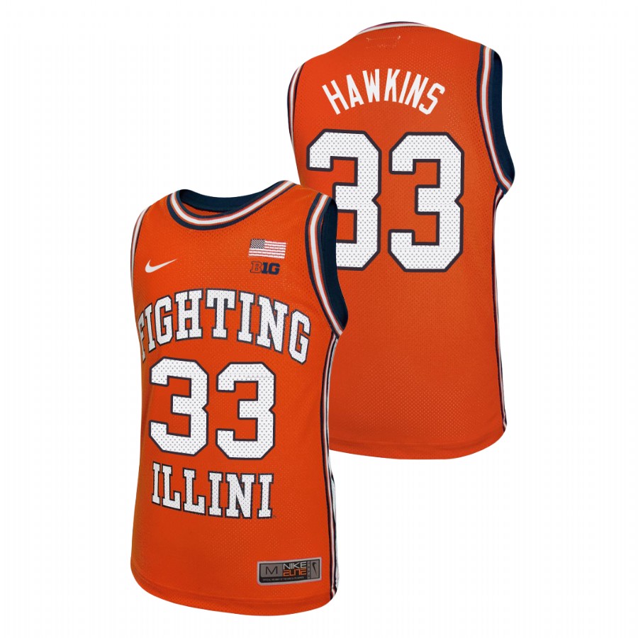 Men's Illinois Fighting Illini Coleman Hawkins Throwback Basketball Jersey Orange