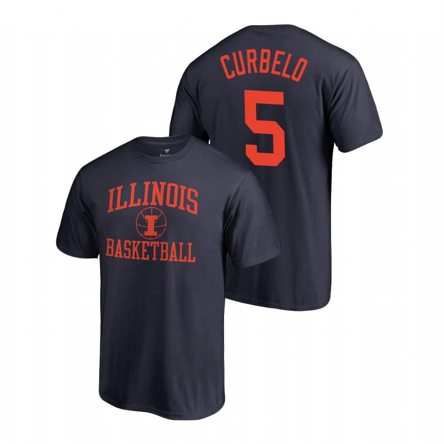 Men's Illinois Fighting Illini College Basketball Andre Curbelo Navy T-Shirt