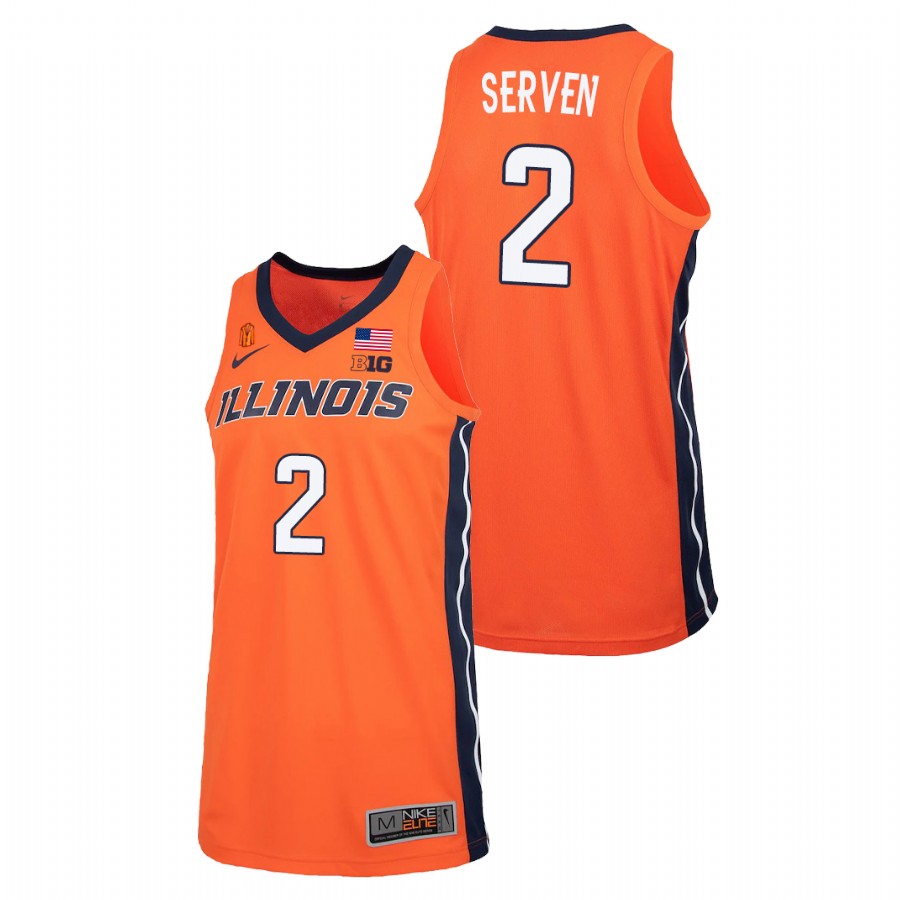 Men's Illinois Fighting Illini Connor Serven College Basketball 2021 Replica Jersey Orange