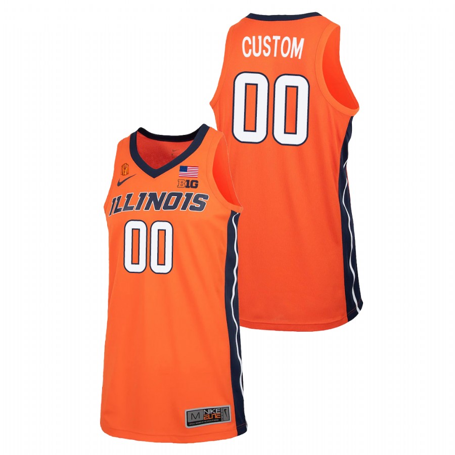 Men's Illinois Fighting Illini Custom College Basketball 2021 Replica Jersey Orange