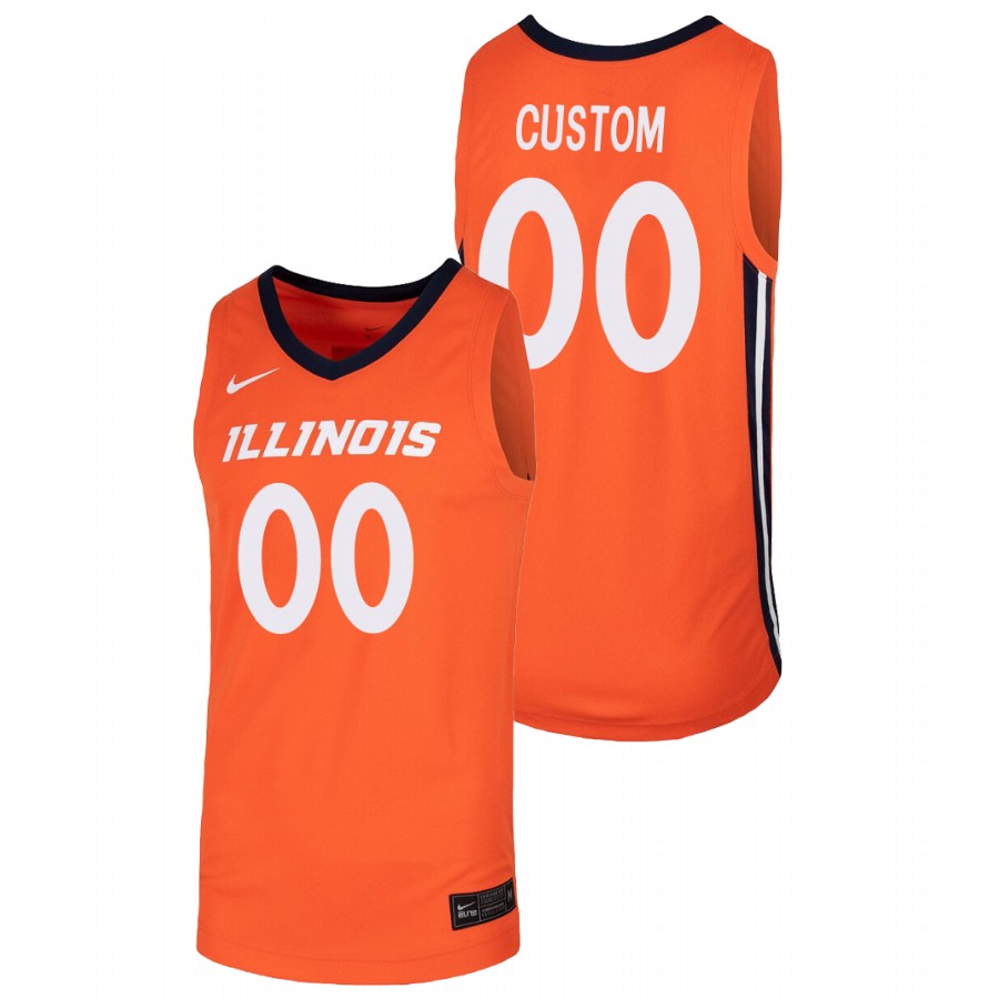 Men's Illinois Fighting Illini Custom College Basketball Jersey Orange1