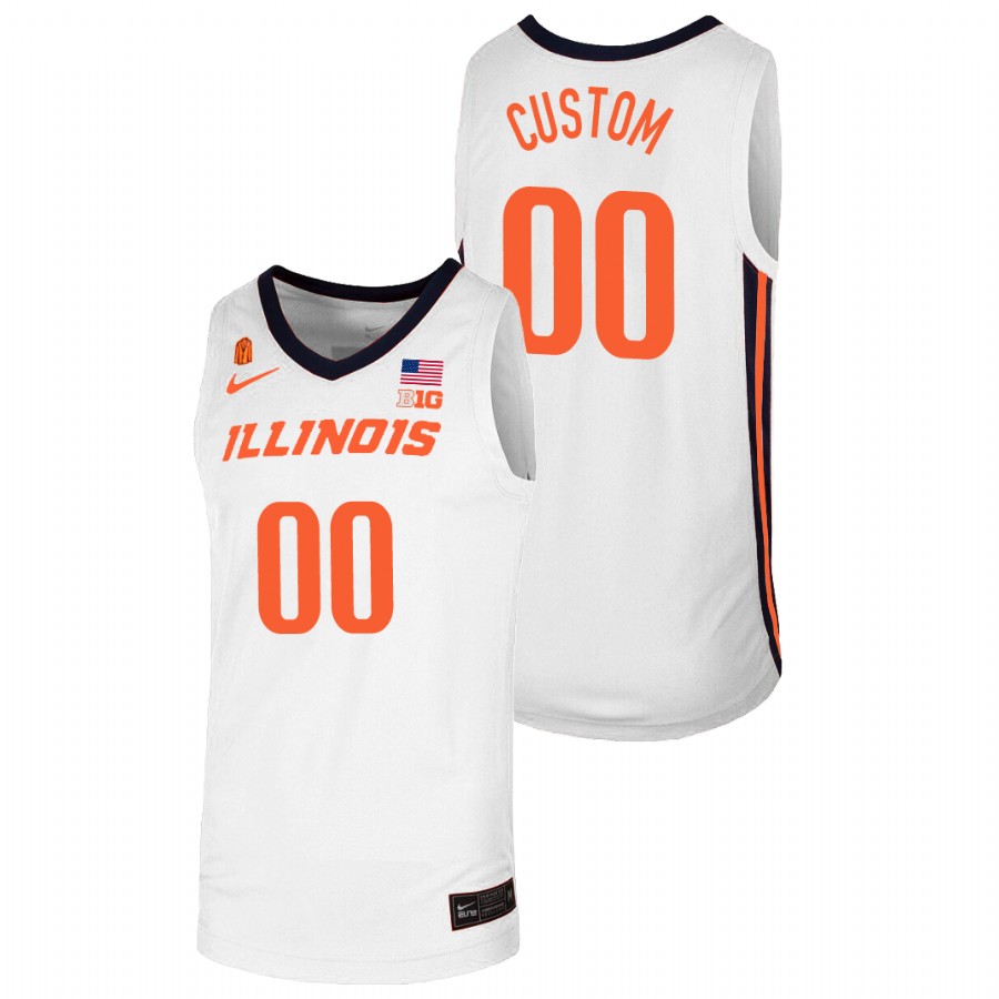 Men's Illinois Fighting Illini Custom College Basketball Jersey White