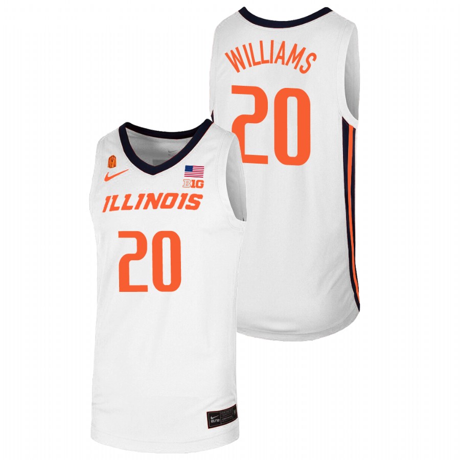 Men's Illinois Fighting Illini Da'Monte Williams College Basketball Jersey White