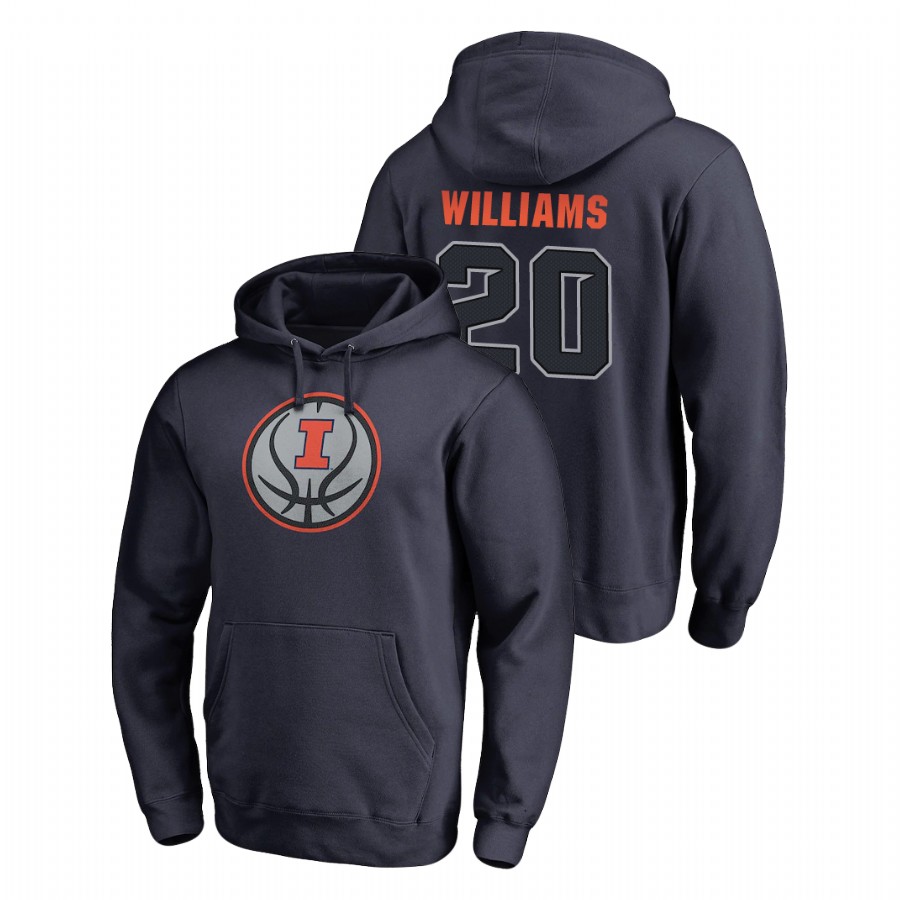 Men's Illinois Fighting Illini Da'Monte Williams Navy Name & Number Basketball Pullover Hoodie