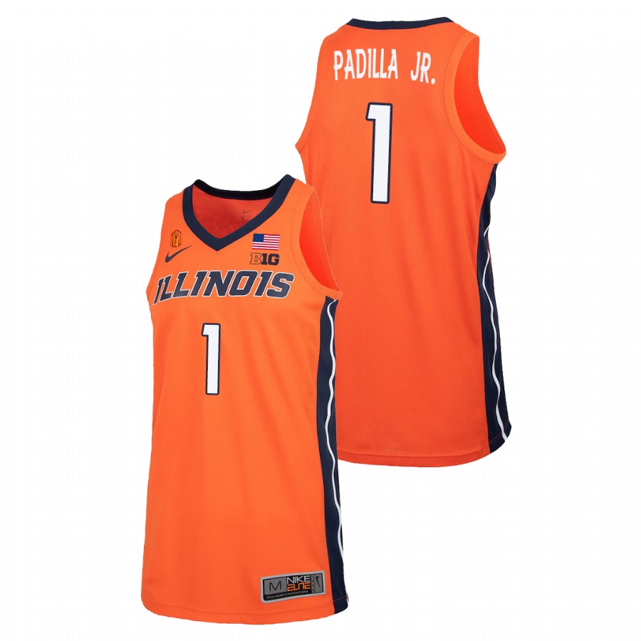 Men's Illinois Fighting Illini Edgar Padilla Jr. College Basketball 2021 Replica Jersey Orange
