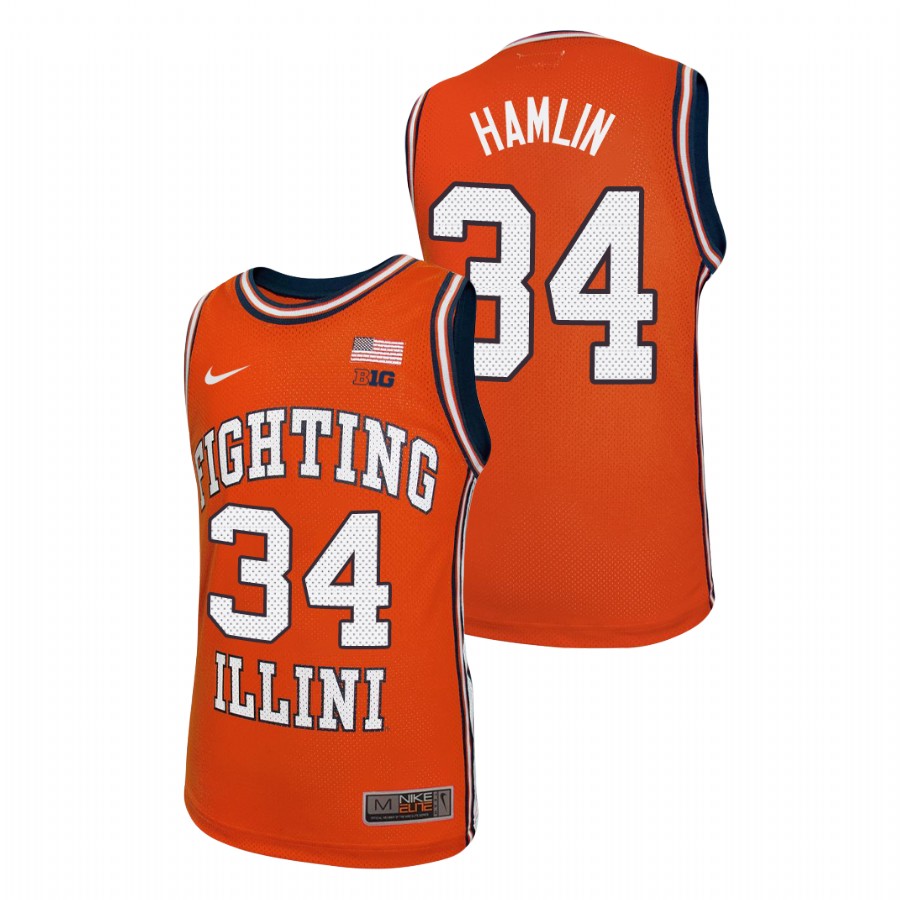 Men's Illinois Fighting Illini Jermaine Hamlin Throwback Basketball Jersey Orange