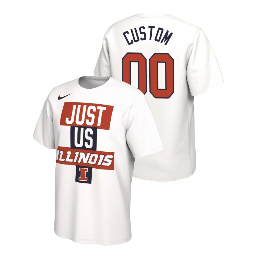 Men's Illinois Fighting Illini Just Us Bench Custom White T-Shirt