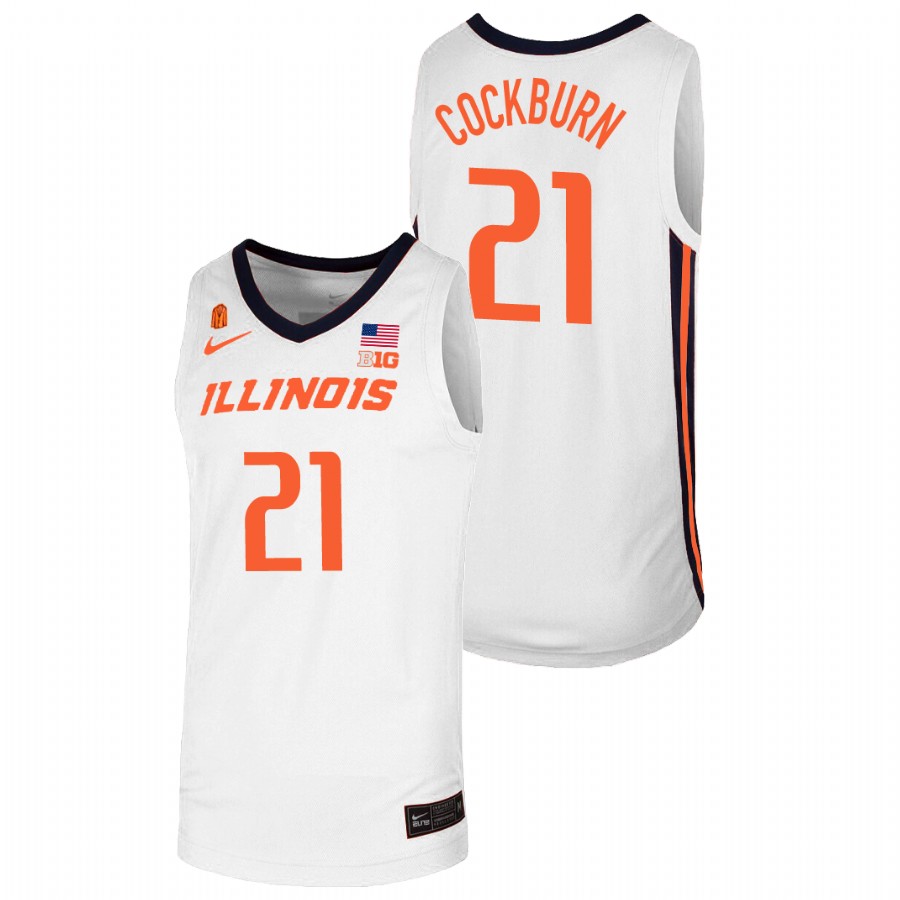 Men's Illinois Fighting Illini Kofi Cockburn College Basketball Jersey White