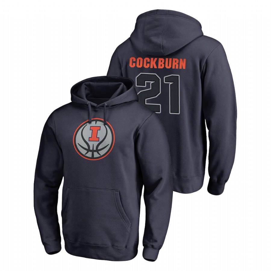 Men's Illinois Fighting Illini Kofi Cockburn Navy Name & Number Basketball Pullover Hoodie