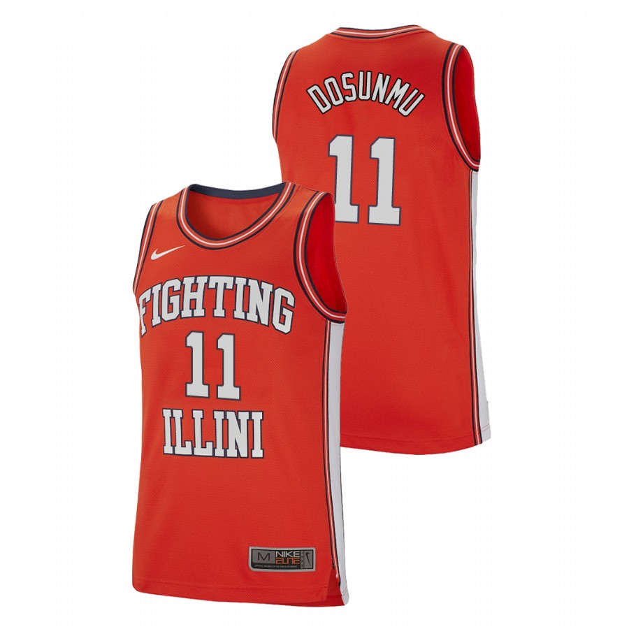 Men's Illinois Fighting Illini Orange Ayo Dosunmu College Basketball Jersey