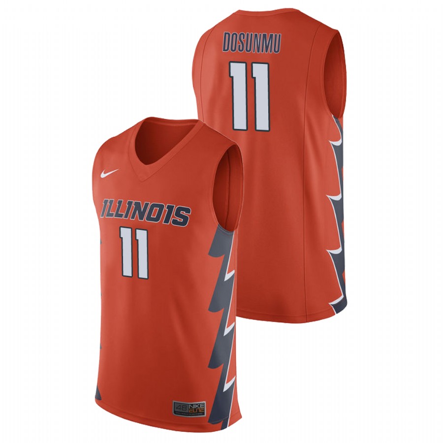 Men's Illinois Fighting Illini Orange Ayo Dosunmu College Basketball Jersey1