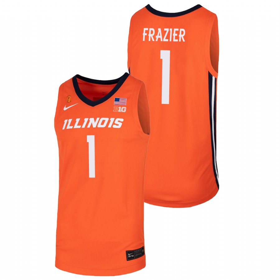 Men's Illinois Fighting Illini Trent Frazier College Basketball Jersey Orange