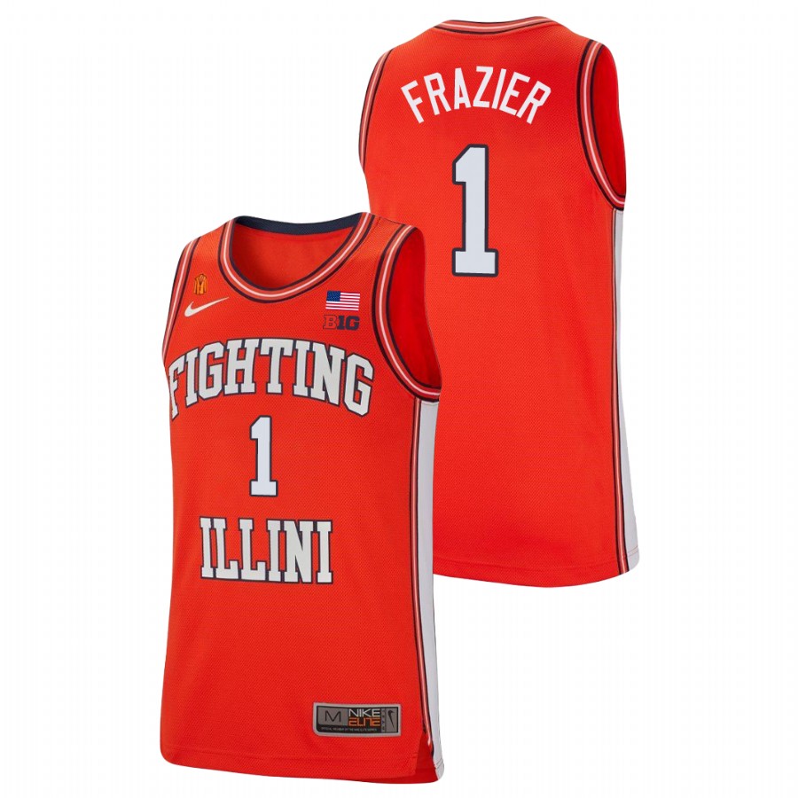 Men's Illinois Fighting Illini Trent Frazier College Basketball Retro Jersey Orange
