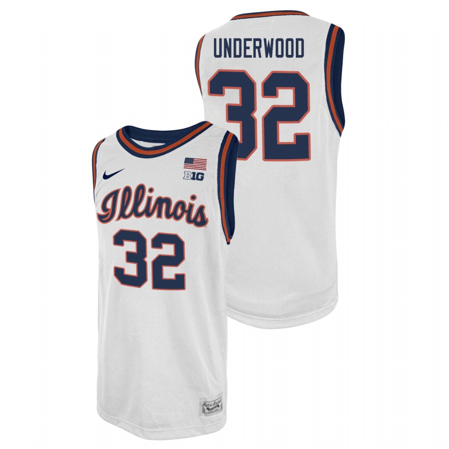 Men's Illinois Fighting Illini Tyler Underwood College Basketball 2021 Swingman Player Jersey White