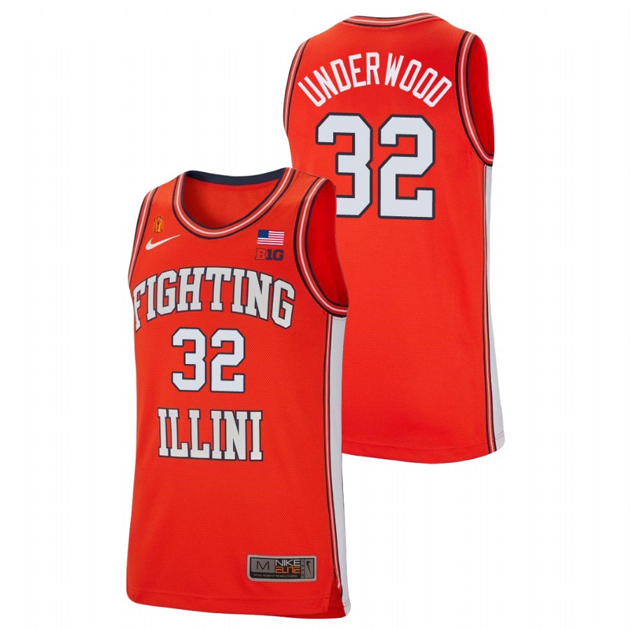 Men's Illinois Fighting Illini Tyler Underwood College Basketball Retro Jersey Orange