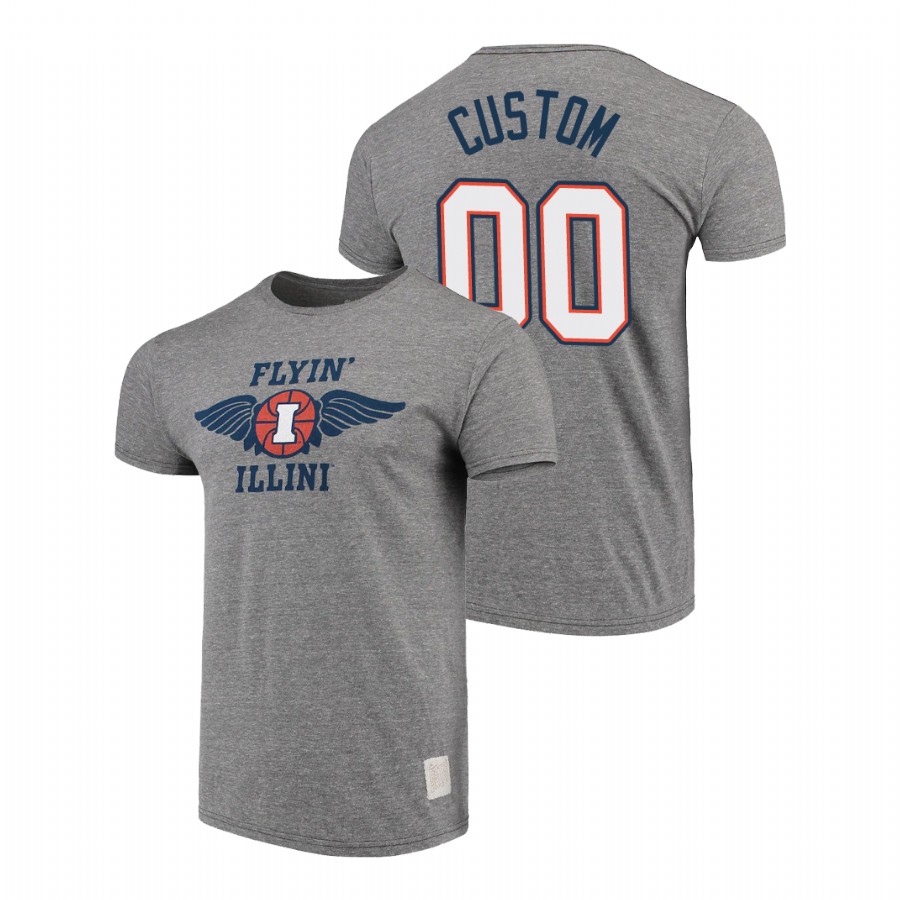 Men's Illinois Fighting Illini Vintage Custom Heathered Gray T-Shirt