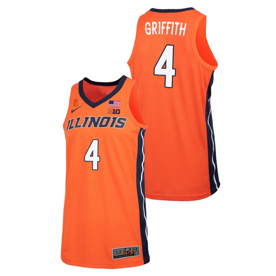 Men's Illinois Fighting Illini Zach Griffith College Basketball 2021 Replica Jersey Orange