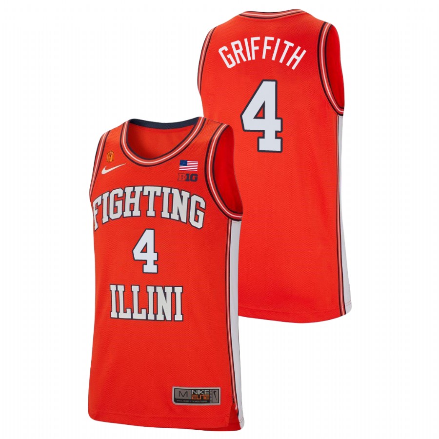 Men's Illinois Fighting Illini Zach Griffith College Basketball Retro Jersey Orange