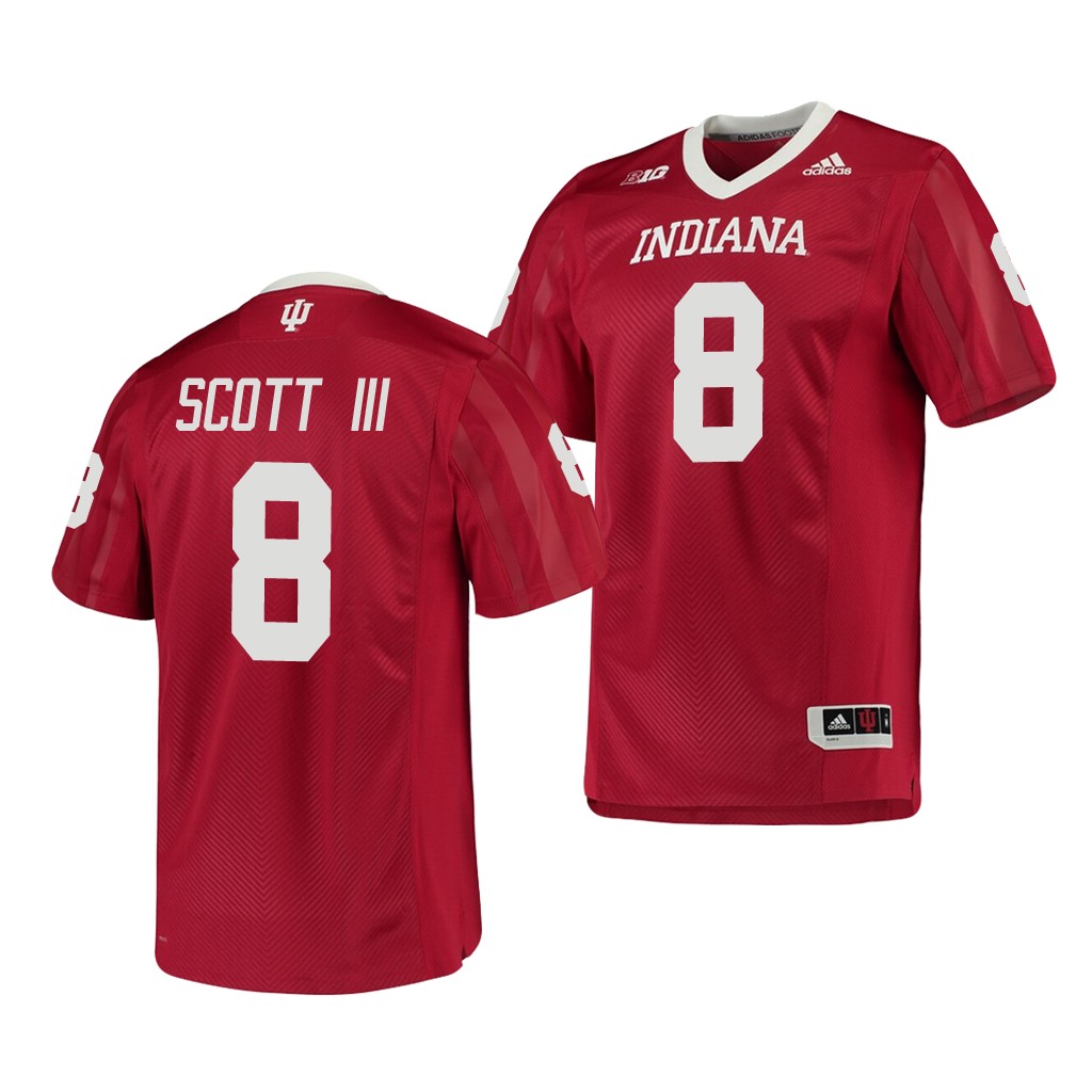 Men's Indiana Hoosiers #8 Stevie Scott III Adidas Crimson Indiana College Football Jersey