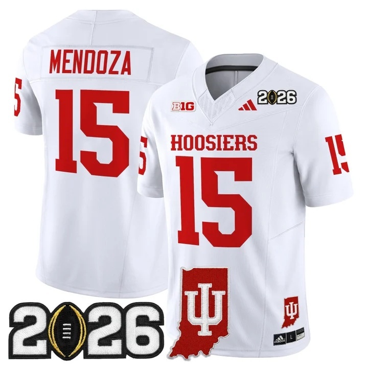 Men's Indiana Hoosiers 2026 CFP Final Patch Vapor Limited Jersey V3 - All Stitched    Fernando Mendoza 15