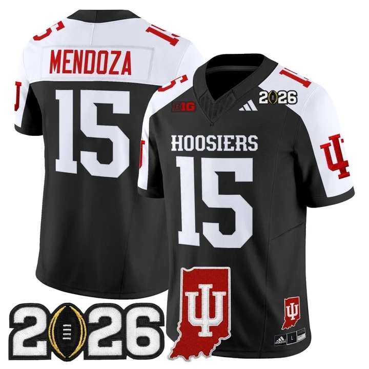 Men's Indiana Hoosiers 2026 CFP Final Patch Vapor Limited Jersey V3 - All Stitched 15 Fernando Mendoza
