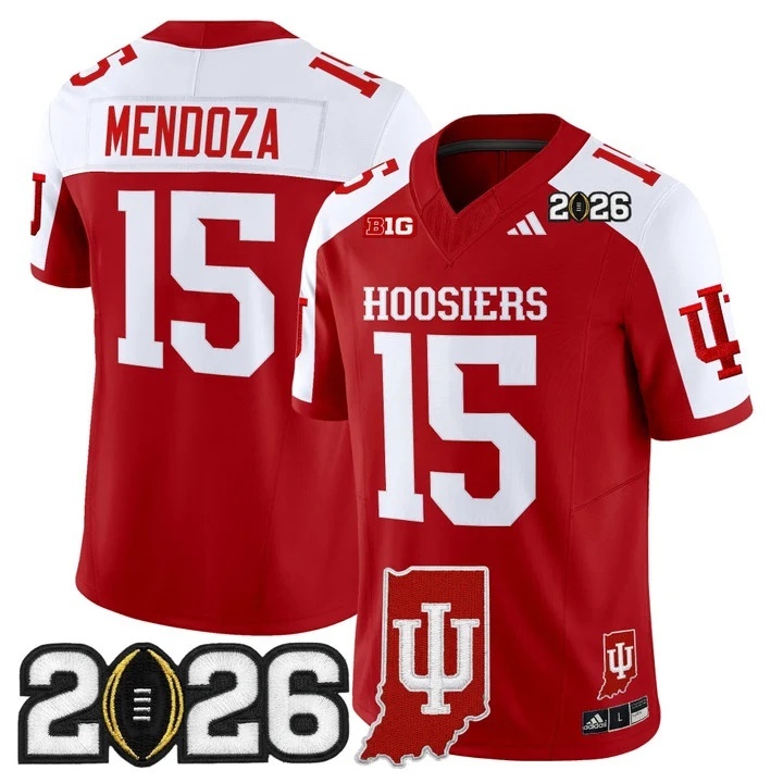 Men's Indiana Hoosiers 2026 CFP Final Patch Vapor Limited Jersey V3 - All Stitched Fernando Mendoza    15