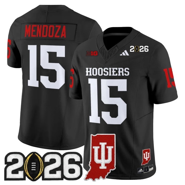 Men's Indiana Hoosiers 2026 CFP Final Patch Vapor Limited Jersey V3 - All Stitched Fernando Mendoza  #15