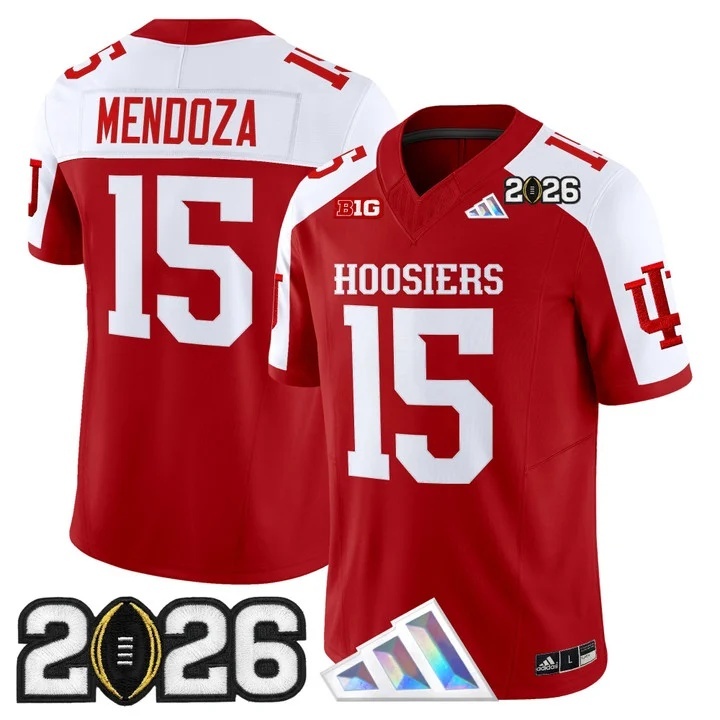Men's Indiana Hoosiers 2026 CFP Final Patch Vapor Limited Jersey V3 - All Stitched Fernando Mendoza 15