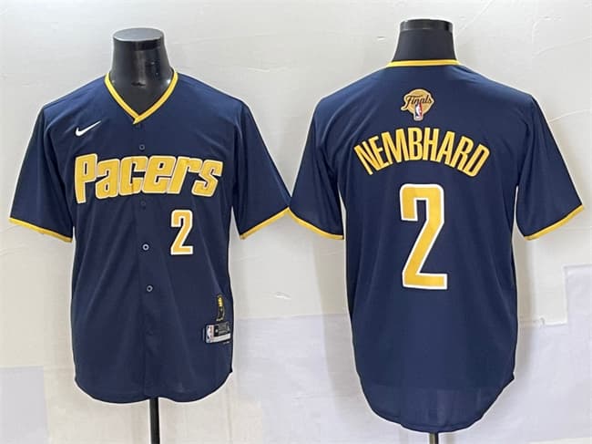 Men's Indiana Pacers #2 Andrew Nembhard Navy 2025 Finals Vapor Stitched Baseball Jersey