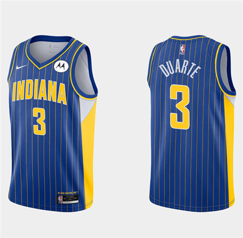 Men's Indiana Pacers #3 Chris Duarte 2020 21 Blue City Edition Swingman Stitched Jersey