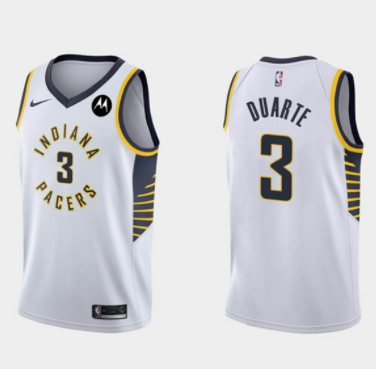 Men's Indiana Pacers #3 Chris Duarte White Association Edition Swingman Stitched Jersey