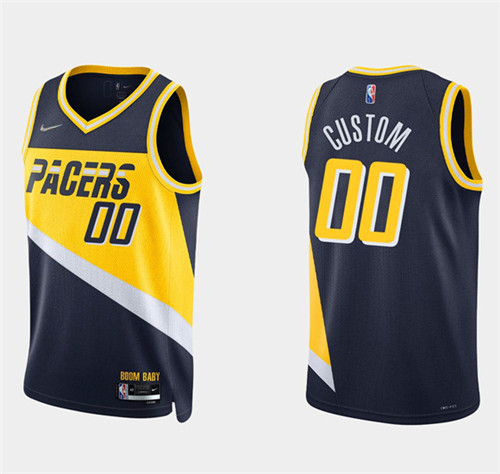 Men's Indiana Pacers Active Player Custom 2021 22 Navy City Edition 75th Anniversary Stitched Basketball Jersey
