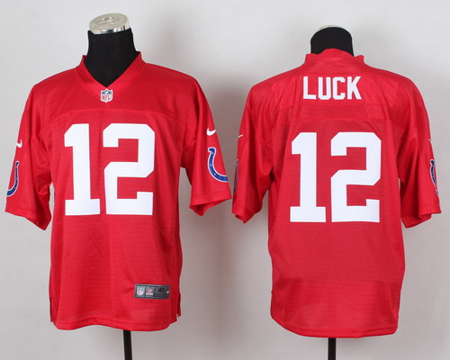 Men's Indianapolis Colts #12 Andrew Luck 2014 QB Red Nik Elite Stitched Jersey