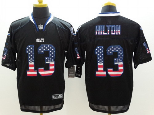 Men's Indianapolis Colts #13 T.Y. Hilton 2014 USA Flag Fashion Black Nik Elite Stitched Jerseys