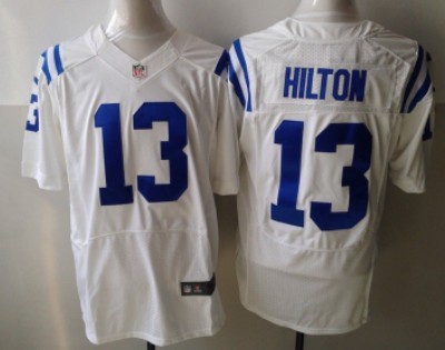 Men's Indianapolis Colts #13 T.Y. Hilton White Nik Elite Stitched Jersey