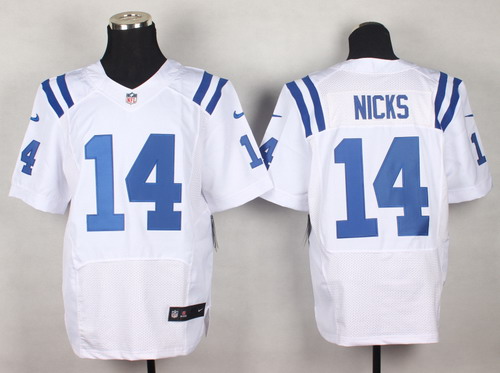 Men's Indianapolis Colts #14 Hakeem Nicks White Nik Elite Stitched Jersey