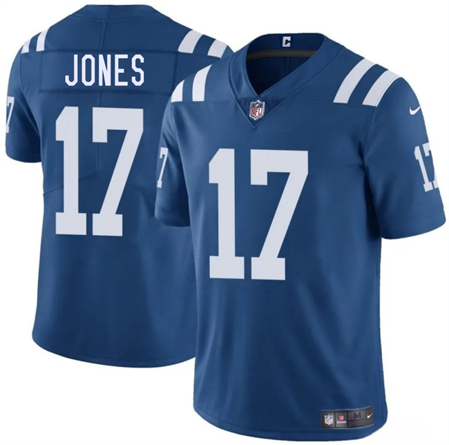 Men's Indianapolis Colts #17 Daniel Jones Blue 2025 Vapor Limited Football Stitched Jersey