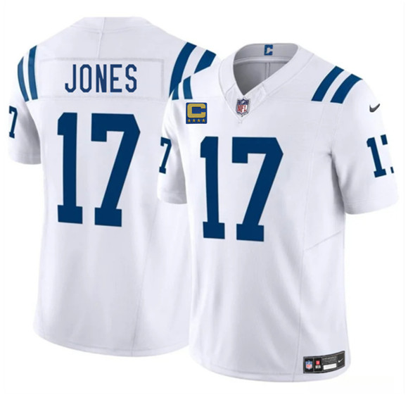 Men's Indianapolis Colts #17 Daniel Jones White 2025 F.U.S.E. With 4-Star C Patch Vapor Limited Football Stitched Jersey