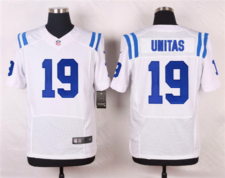 Men's Indianapolis Colts #19 Johnny Unitas White Road NFL Nike Elite Stitched Jersey