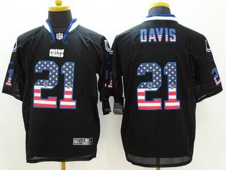Men's Indianapolis Colts #21 Vontae Davis Black USA Flag Fashion NFL Nike Elite Stitched Jersey
