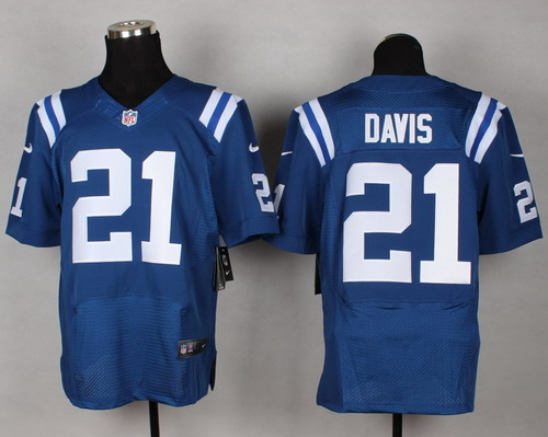 Men's Indianapolis Colts #21 Vontae Davis Blue Nik Elite Stitched Jersey