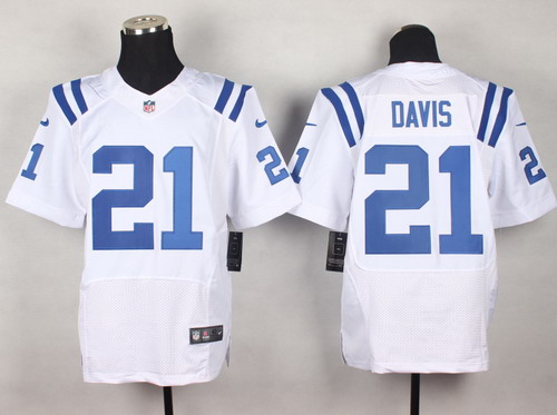 Men's Indianapolis Colts #21 Vontae Davis White Nik Elite Stitched Jersey