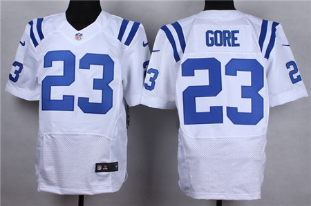 Men's Indianapolis Colts #23 Frank Gore White Nik Elite Stitched Jersey